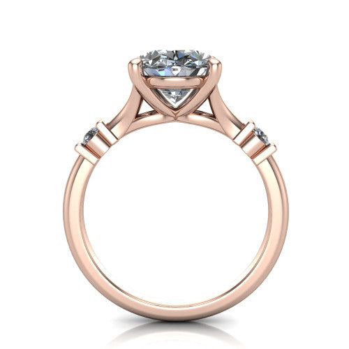 Mary Oval Shape Classic Engagement Ring in 18K Rose Gold