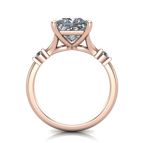 Mary Princess Shape Classic Engagement Ring in 18K Rose Gold