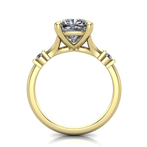 Mary Cushion Shape Classic Engagement Ring in 18K Yellow Gold