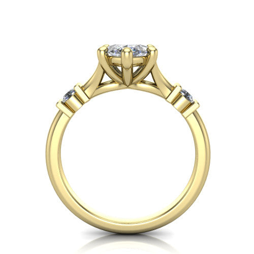 Mary Marquise Shape Classic Engagement Ring in 14K Yellow Gold