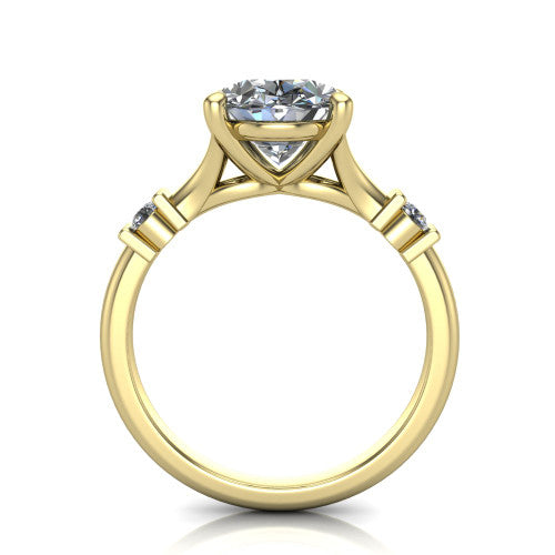 Mary Oval Shape Classic Engagement Ring in 18K Yellow Gold