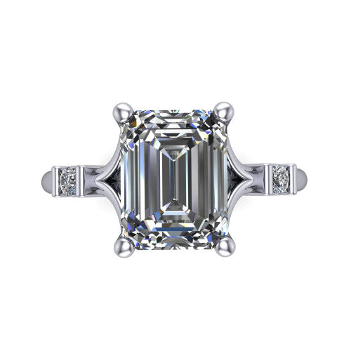 Mary Emerald Shape Classic Engagement Ring in Platinum