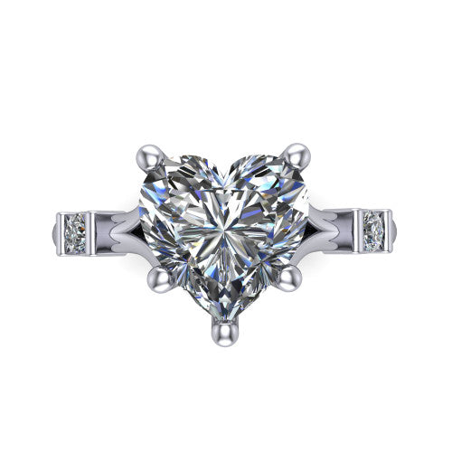 Mary Heart Shape Classic Engagement Ring in Platinum