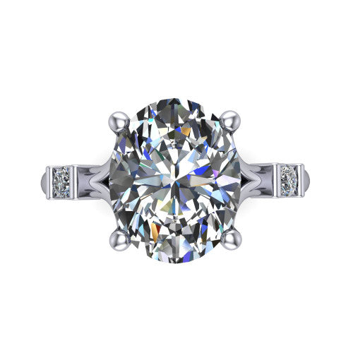 Mary Oval Shape Classic Engagement Ring in 18K White Gold