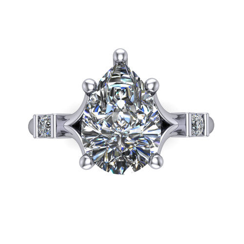Mary Pear Shape Classic Engagement Ring in Platinum