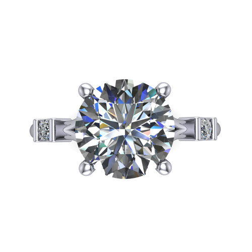 Mary Round Shape Classic Engagement Ring in Platinum