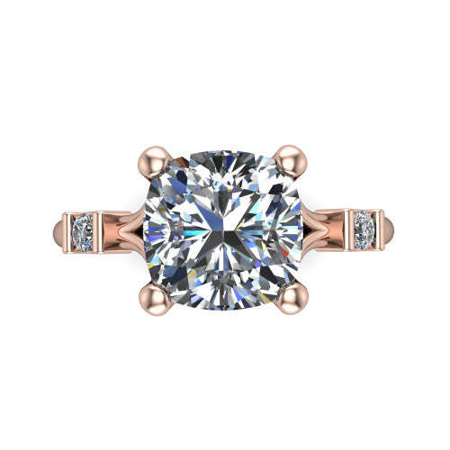 Mary Cushion Shape Classic Engagement Ring in 14K Rose Gold