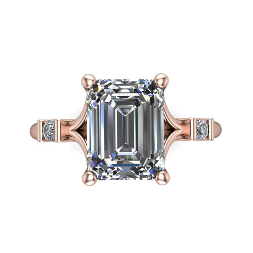 Mary Emerald Shape Classic Engagement Ring in 18K Rose Gold