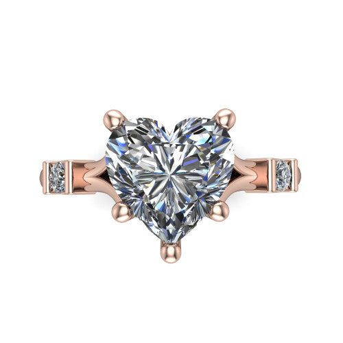 Mary Heart Shape Classic Engagement Ring in 14K Rose Gold