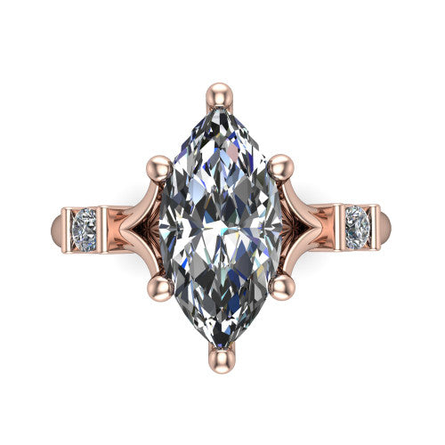Mary Marquise Shape Classic Engagement Ring in 14K Rose Gold