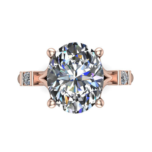 Mary Oval Shape Classic Engagement Ring in 18K Rose Gold