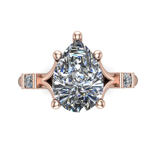 Mary Pear Shape Classic Engagement Ring in 14K Rose Gold