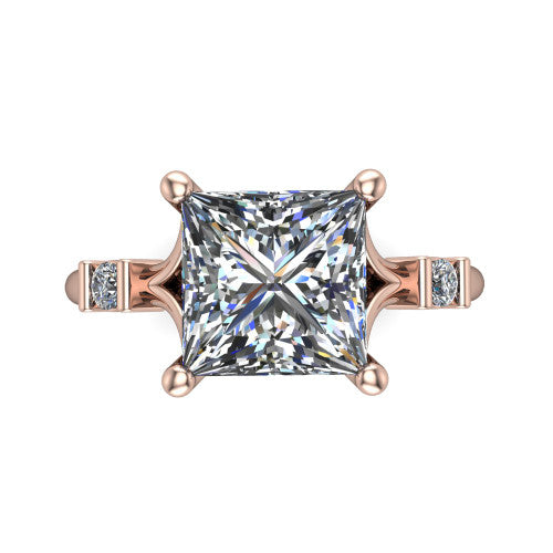 Mary Princess Shape Classic Engagement Ring in 18K Rose Gold