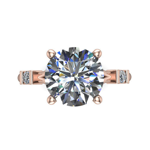 Mary Round Shape Classic Engagement Ring in 18K Rose Gold