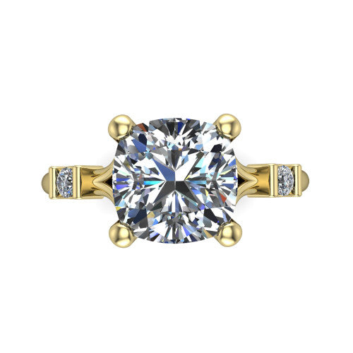 Mary Cushion Shape Classic Engagement Ring in 18K Yellow Gold