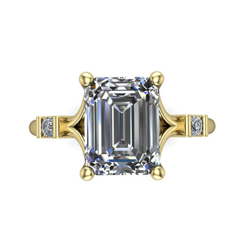 Mary Emerald Shape Classic Engagement Ring in 14K Yellow Gold
