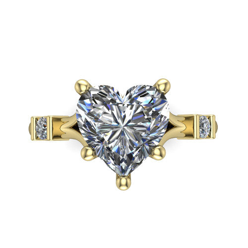 Mary Heart Shape Classic Engagement Ring in 18K Yellow Gold
