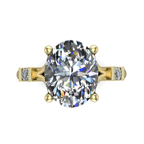 Mary Oval Shape Classic Engagement Ring in 18K Yellow Gold