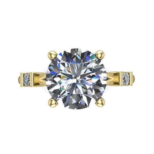 Mary Round Shape Classic Engagement Ring in 18K Yellow Gold