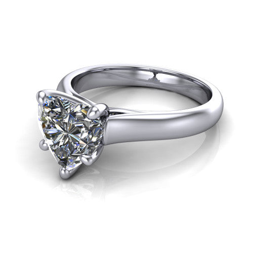Brielle heart solitaire engagement ring in 14K White Gold with plain band and peek-a-boo accent, three-quarter perspective view