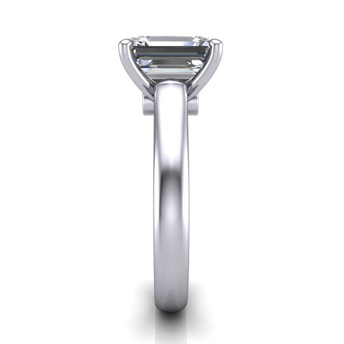 Ximena Emerald Shape Classic Engagement Ring in 18K White Gold