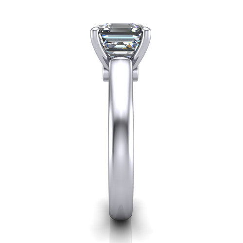 Ximena Square Emerald Shape Classic Engagement Ring in 18K White Gold