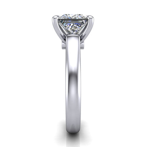 Ximena Princess Shape Classic Engagement Ring in 14K White Gold