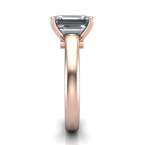 Ximena Emerald Shape Classic Engagement Ring in 18K Rose Gold