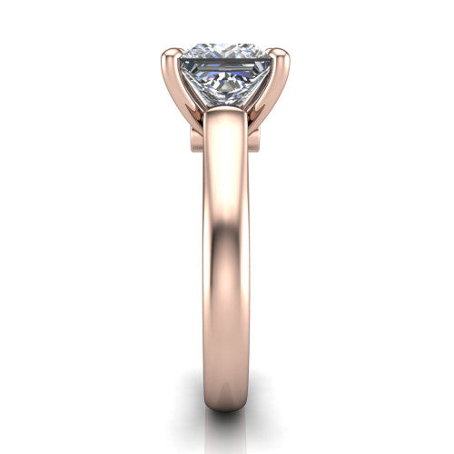 Ximena Princess Shape Classic Engagement Ring in 18K Rose Gold