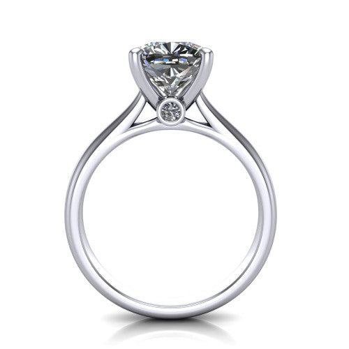 Ximena Cushion Shape Classic Engagement Ring in 18K White Gold