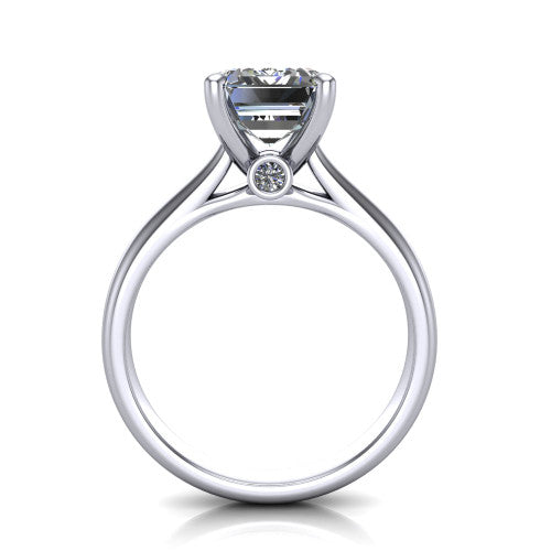 Ximena Emerald Shape Classic Engagement Ring in 18K White Gold