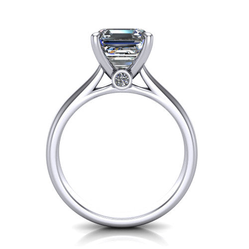Ximena Square Emerald Shape Classic Engagement Ring in 14K White Gold