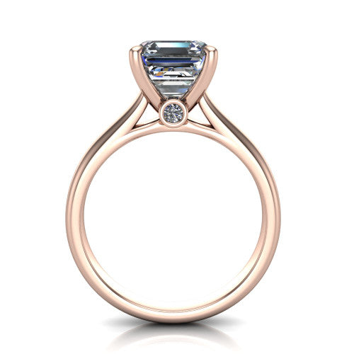 Ximena Square Emerald Shape Classic Engagement Ring in 18K Rose Gold