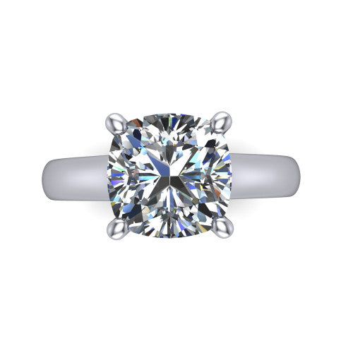 Ximena Cushion Shape Classic Engagement Ring in 18K White Gold