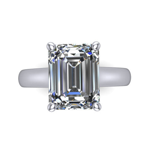 Ximena Emerald Shape Classic Engagement Ring in 14K White Gold
