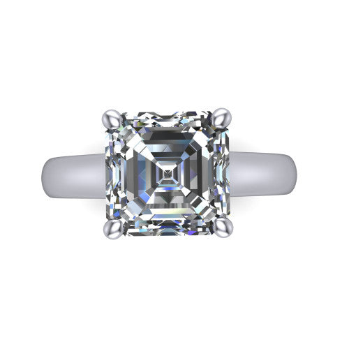 Ximena Square Emerald Shape Classic Engagement Ring in 14K White Gold