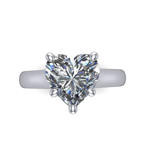 Ximena Heart Shape Classic Engagement Ring in 18K White Gold