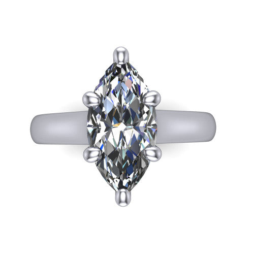Ximena Marquise Shape Classic Engagement Ring in 18K White Gold