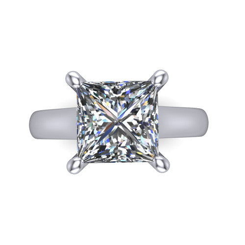 Ximena Princess Shape Classic Engagement Ring in Platinum
