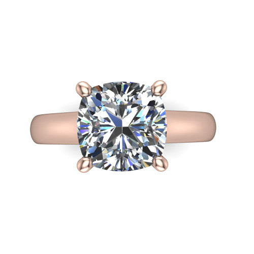 Ximena Cushion Shape Classic Engagement Ring in 14K Rose Gold