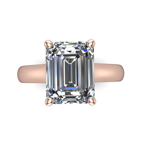 Ximena Emerald Shape Classic Engagement Ring in 18K Rose Gold
