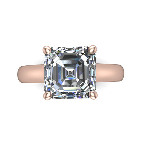 Ximena Square Emerald Shape Classic Engagement Ring in 14K Rose Gold