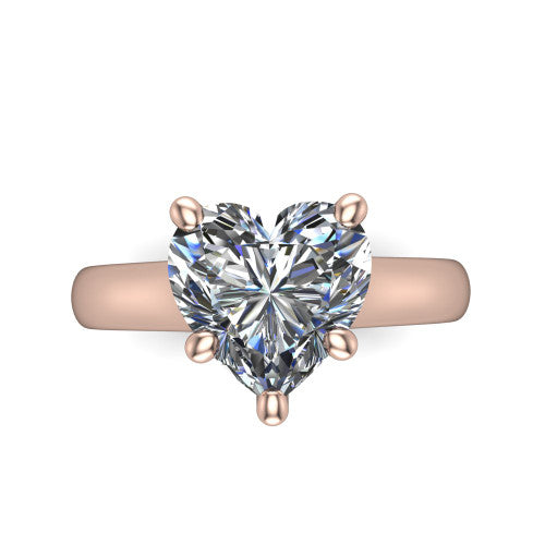 Ximena Heart Shape Classic Engagement Ring in 14K Rose Gold