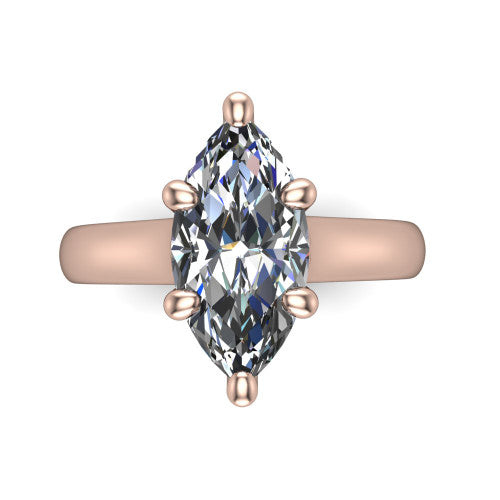 Ximena Marquise Shape Classic Engagement Ring in 14K Rose Gold