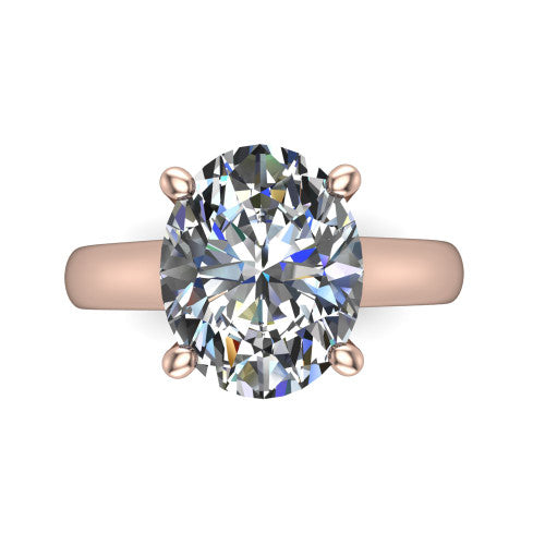 Ximena Oval Shape Classic Engagement Ring in 18K Rose Gold