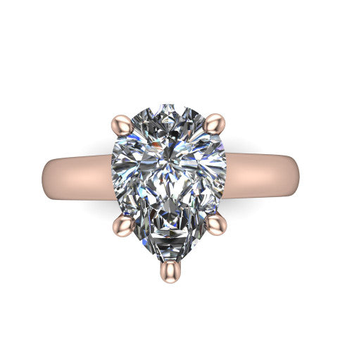 Ximena Pear Shape Classic Engagement Ring in 18K Rose Gold