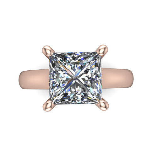 Ximena Princess Shape Classic Engagement Ring in 14K Rose Gold