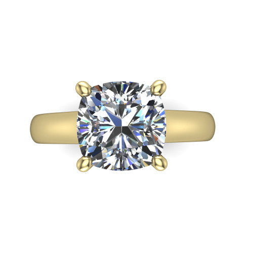 Ximena Cushion Shape Classic Engagement Ring in 14K Yellow Gold