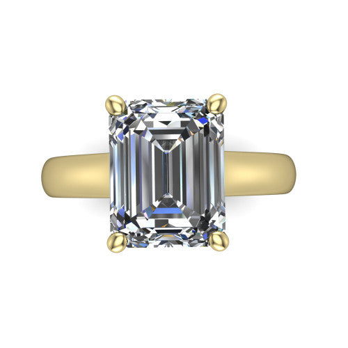 Ximena Emerald Shape Classic Engagement Ring in 18K Yellow Gold