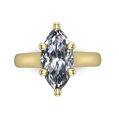Ximena Marquise Shape Classic Engagement Ring in 14K Yellow Gold
